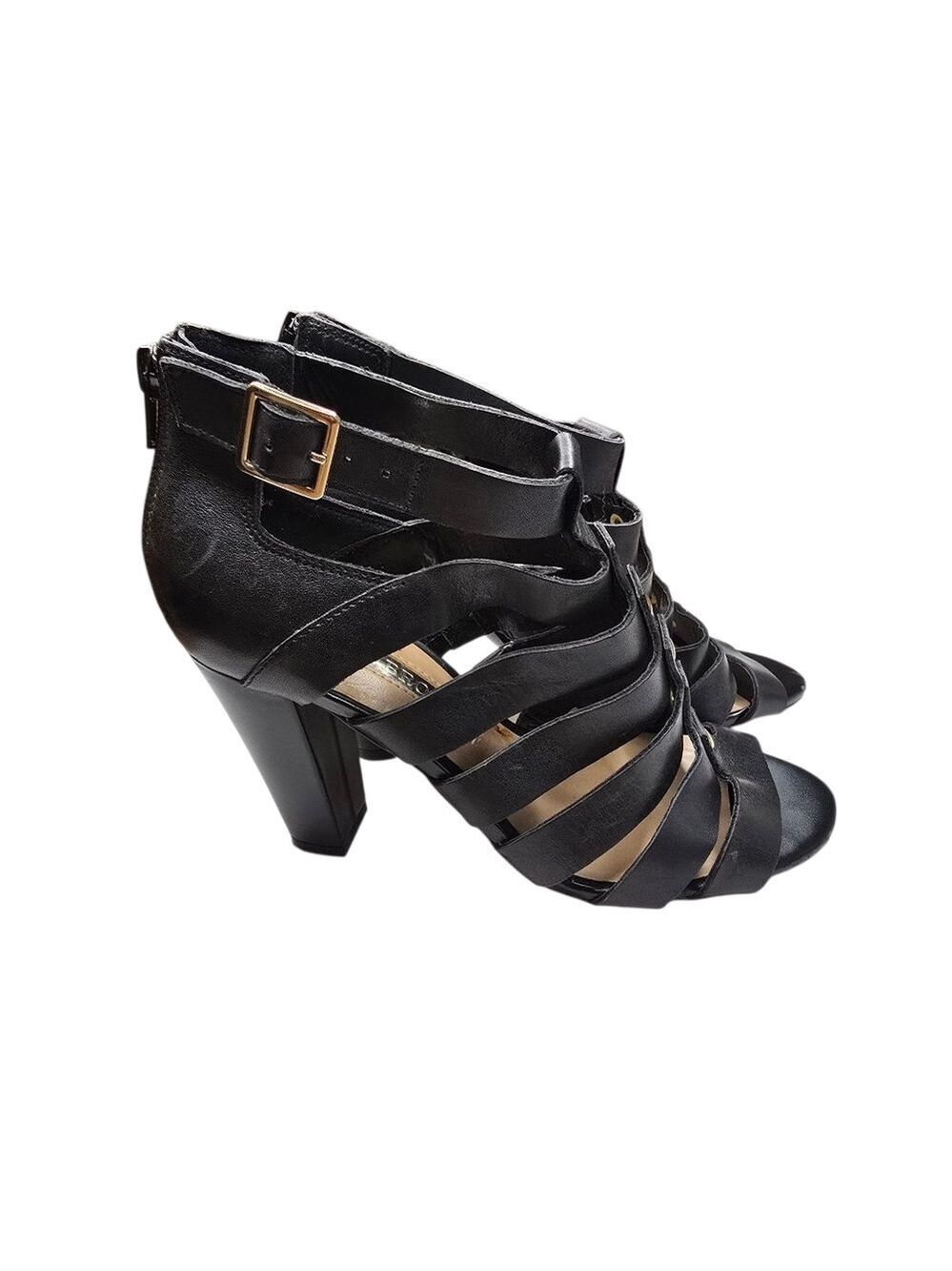 Audrey Booke Caged Black Heels 6